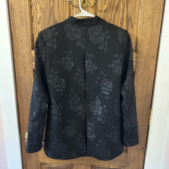 Calvin Klein Black Floral Women's Blazer Jacket Size 10 - Picture 6 of 7